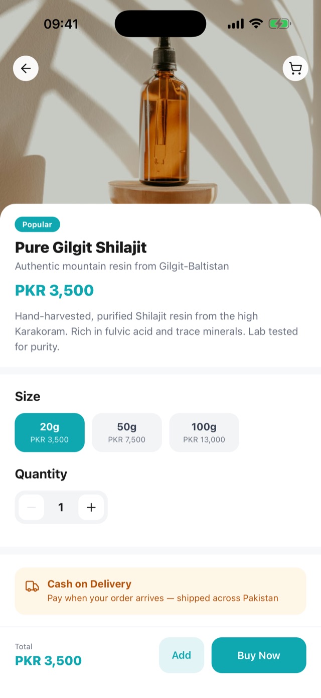Gilgit Shilajit product page